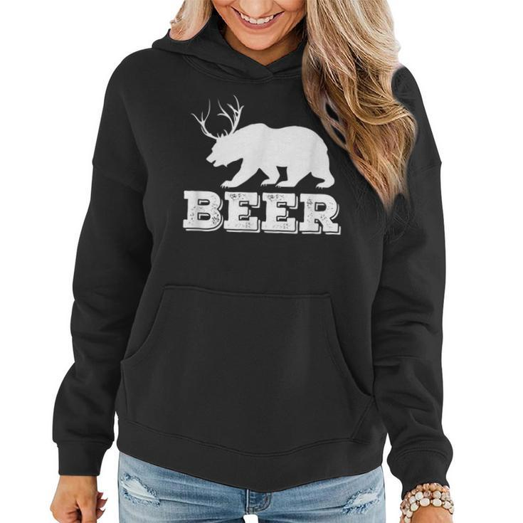 Beer Bear Antler Bear Lover Beer Drinking Party Women Hoodie