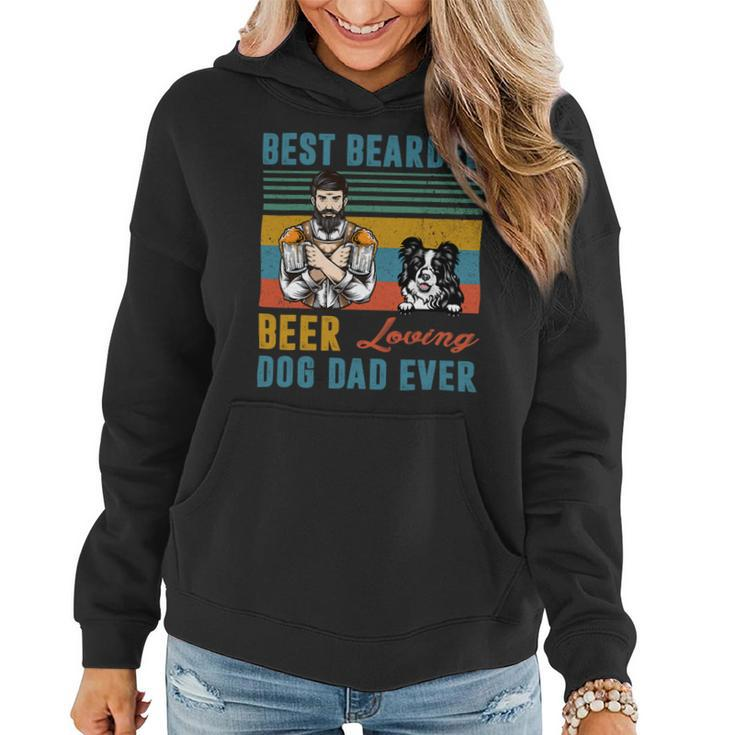Beer Best Bearded Beer Loving Dog Dad Ever Border Collie Dog Love Women Hoodie