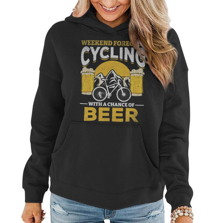 Beer Bicyclist Weekend Forecast Cycling With A Chance Of Beer Women Hoodie