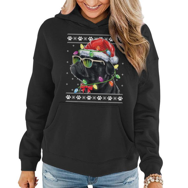 Black Pug Christmas Tree Dog Mom Dad Ugly Sweater Christmas Women Hoodie