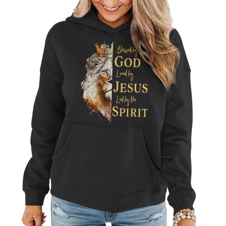 Blessed By God Loved By Jesus Lion Women Hoodie
