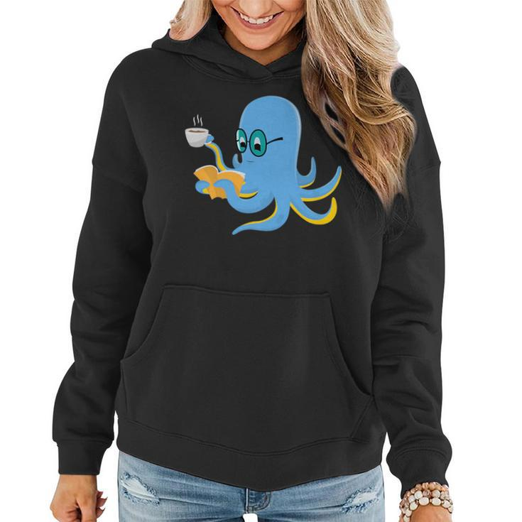 Book Reading Octopus For Bookworms Drinking Coffee Men Women Reading Funny Designs Funny Gifts Women Hoodie