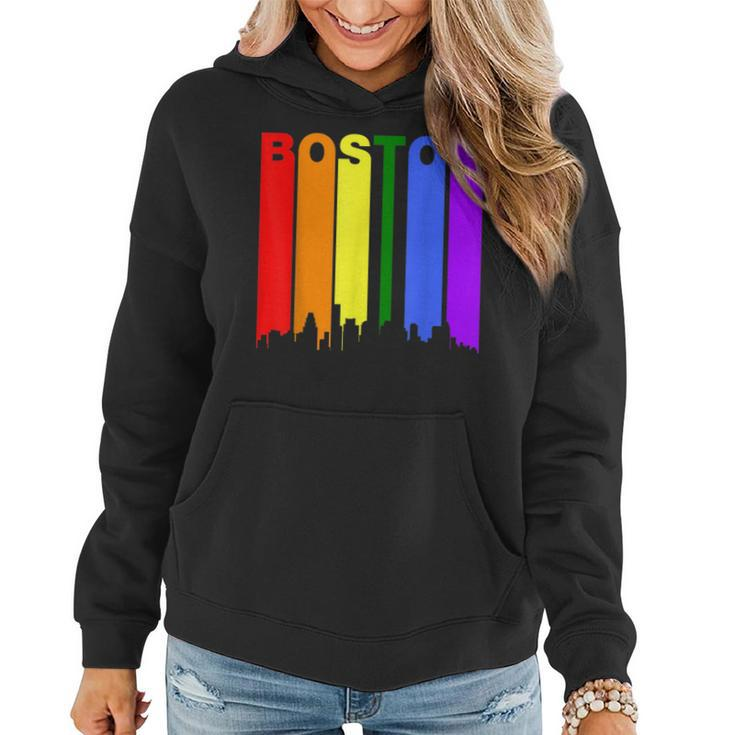 Boston Massachusetts Lgbtq Gay Pride Rainbow Skyline Women Hoodie