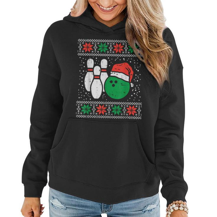Bowling Ugly Christmas Sweater Sport Bowls Xmas Women Hoodie