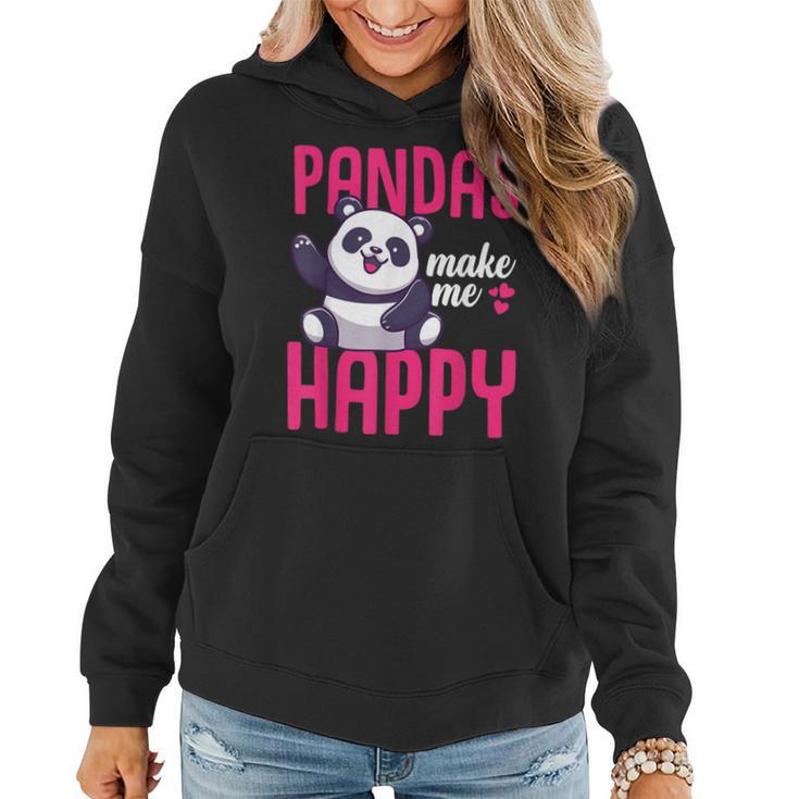 Boys Pandas Make Me Happy Panda Bear Women Hoodie