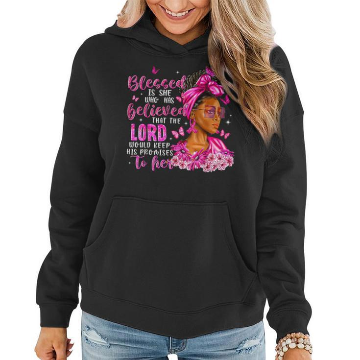 Breast Cancer Afro Black Girls Butterfly Pink Ribbon Women Hoodie