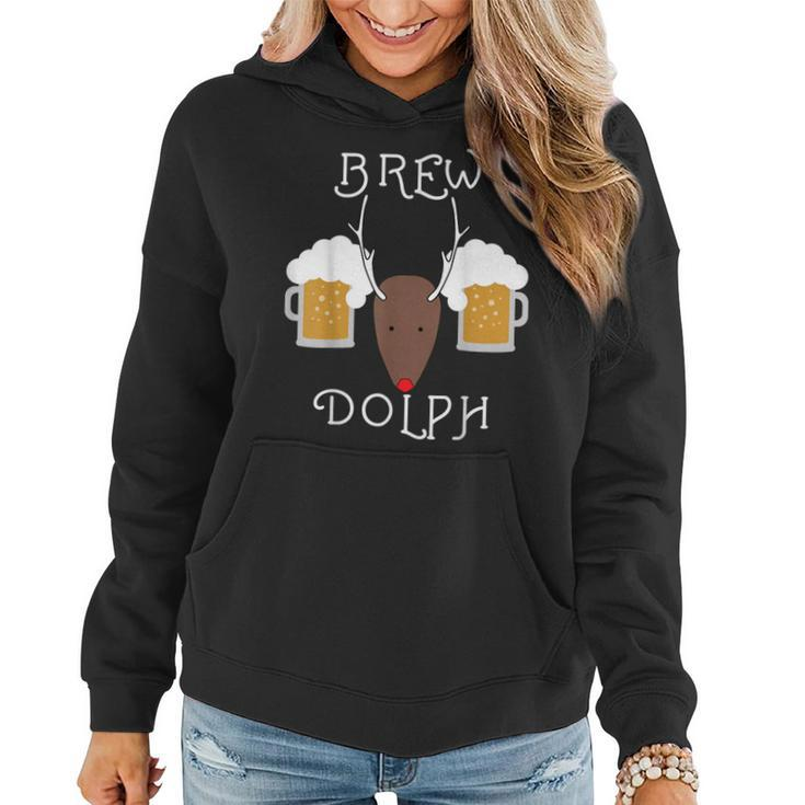 Brew-Dolph Reindeer Christmas For Beer Drinkers Women Hoodie