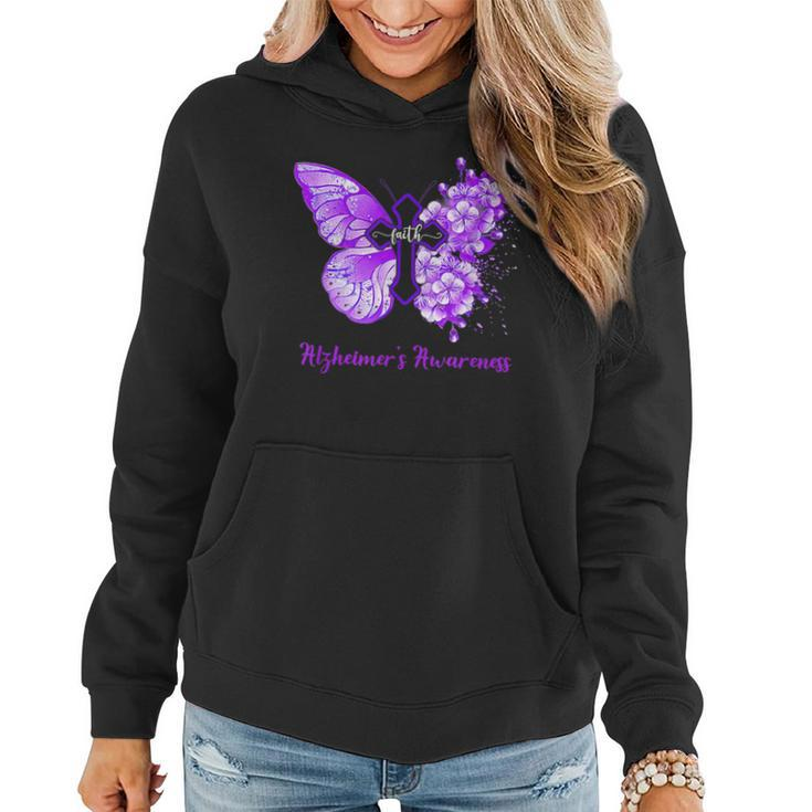Butterfly Purple Faith Support Fight Alzheimers Awareness Women Hoodie
