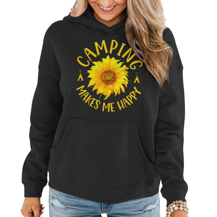 Camping Makes Me Happy Sunflower Camping Women Hoodie
