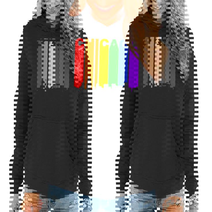 Chicago Illinois Lgbtq Gay Pride Rainbow Skyline  Women Hoodie