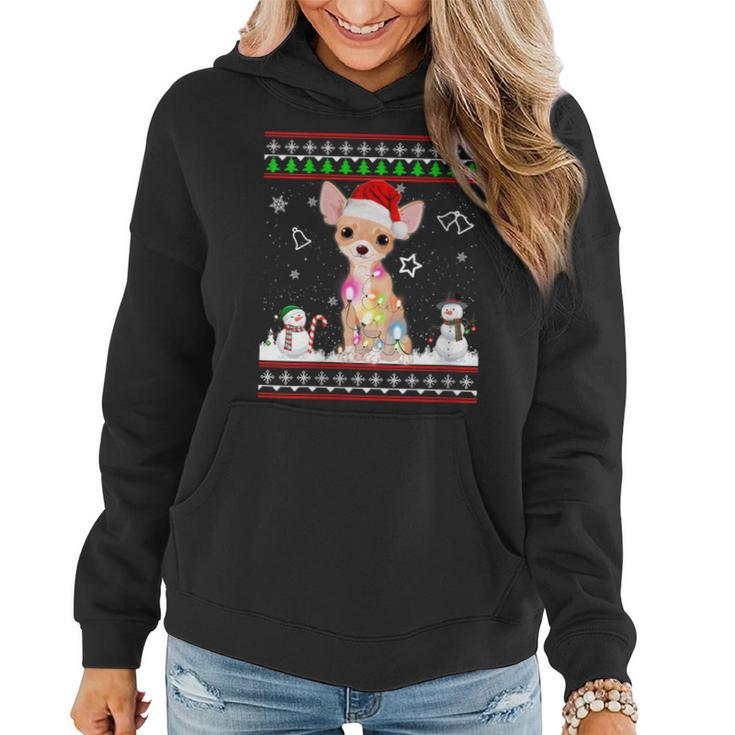 Chihuahua Christmas Dog Light Ugly Sweater Women Hoodie