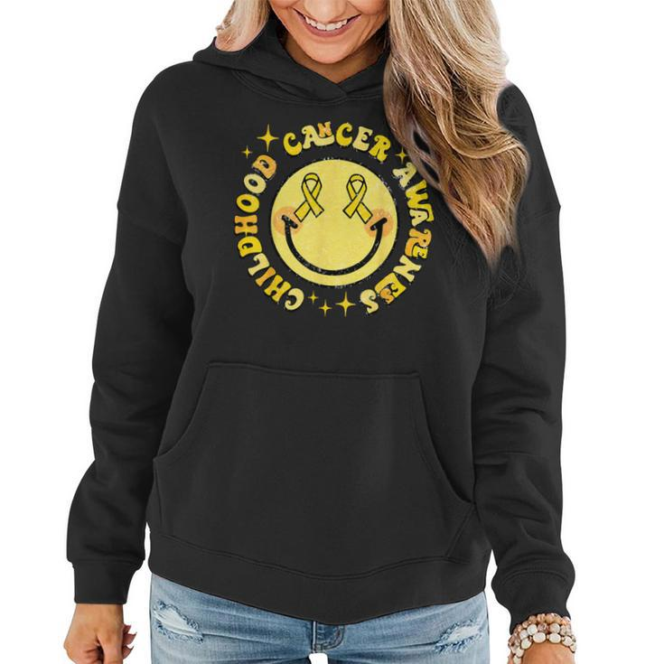 Childhood Cancer Awareness Smile Face Groovy Women Hoodie