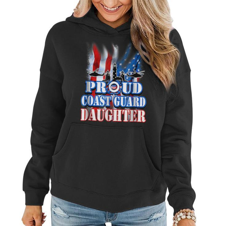 Coast Guard Daughter  Usa Flag Military  Women Funny Gifts For Daughter Women Hoodie