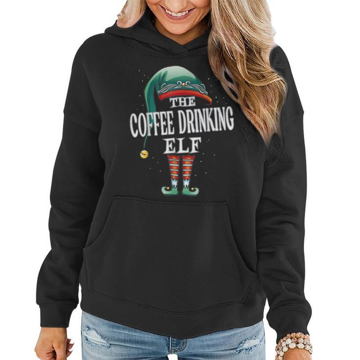 Coffee Drinking Elf Christmas Group Xmas Pajama Party Women Hoodie