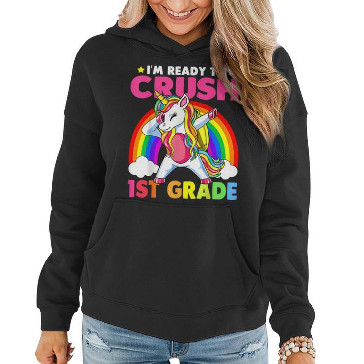 Crush 1St Grade Dabbing Unicorn Back To School Girls Gift  Women Hoodie