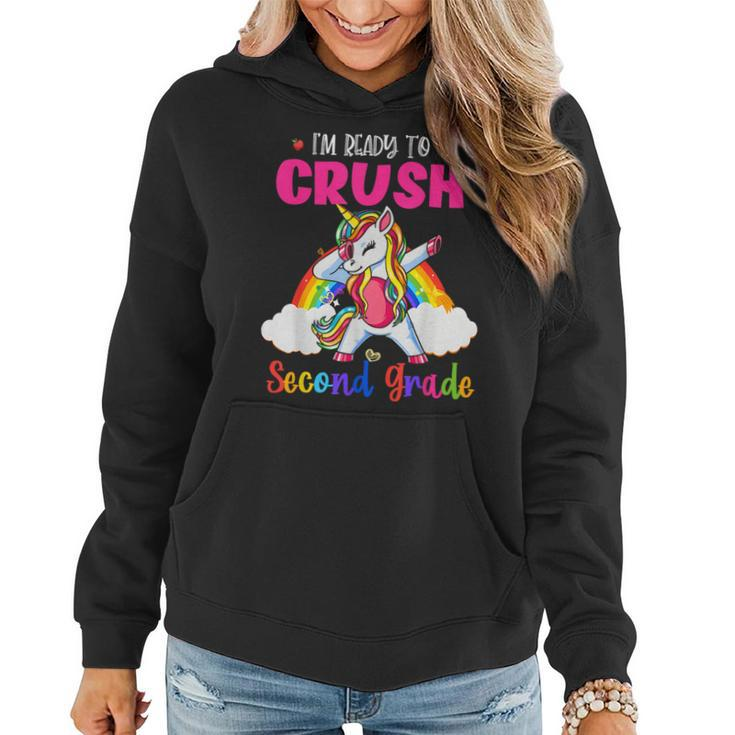 Crush Second Grade Dabbing Unicorn Back To School Girls Women Hoodie