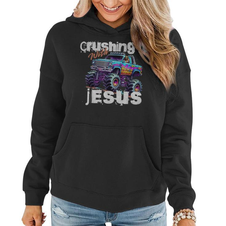 Crushing It With Jesus Christian Monster Truck Jesus Women Hoodie