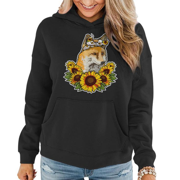 Cute Love Fox Sunflower Decor Fox Women Hoodie