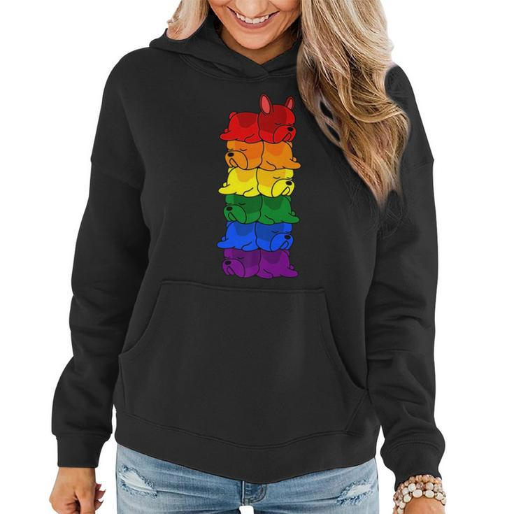 Cute Rainbow French Bulldog Gay Pride Lgbt Puppy Lover   Women Hoodie
