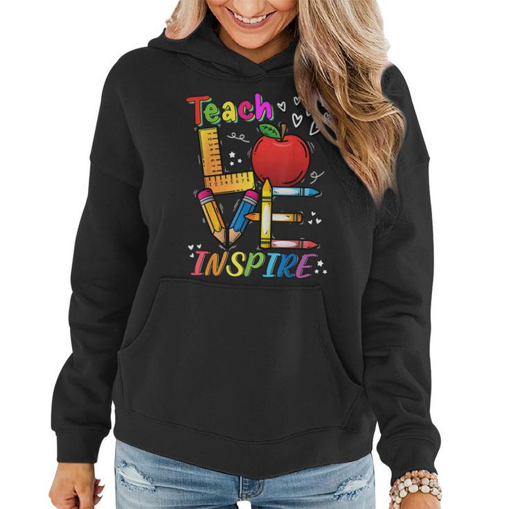 Cute Teach Love And Inspire Teacher Back To School Women Hoodie
