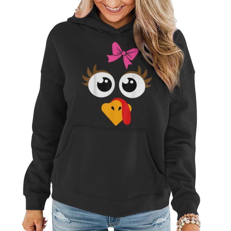 Cute Thanksgiving Turkey Face Girls Turkey Day Women Hoodie