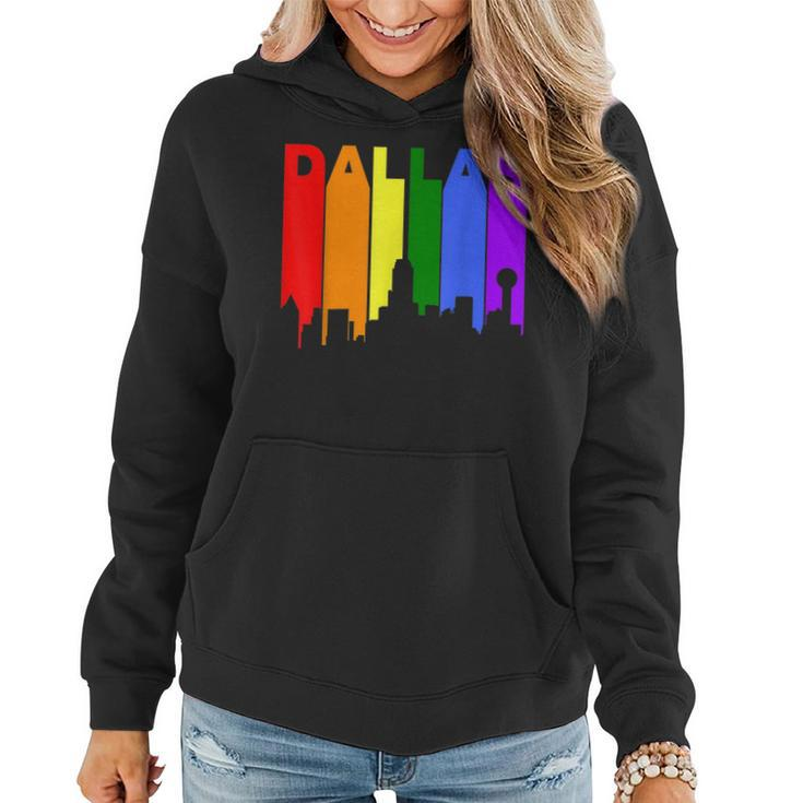 Dallas Texas Lgbtq Gay Pride Rainbow Skyline  Women Hoodie