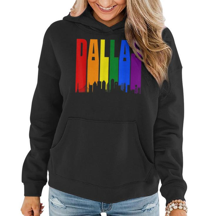 Dallas Texas Skyline Lgbtq Gay Pride Rainbow  Women Hoodie