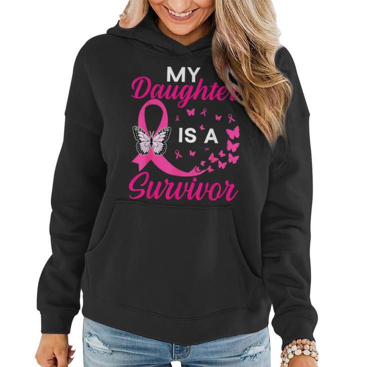My Daughter Is A Survivor Breast Cancer Awareness Butterfly Women Hoodie