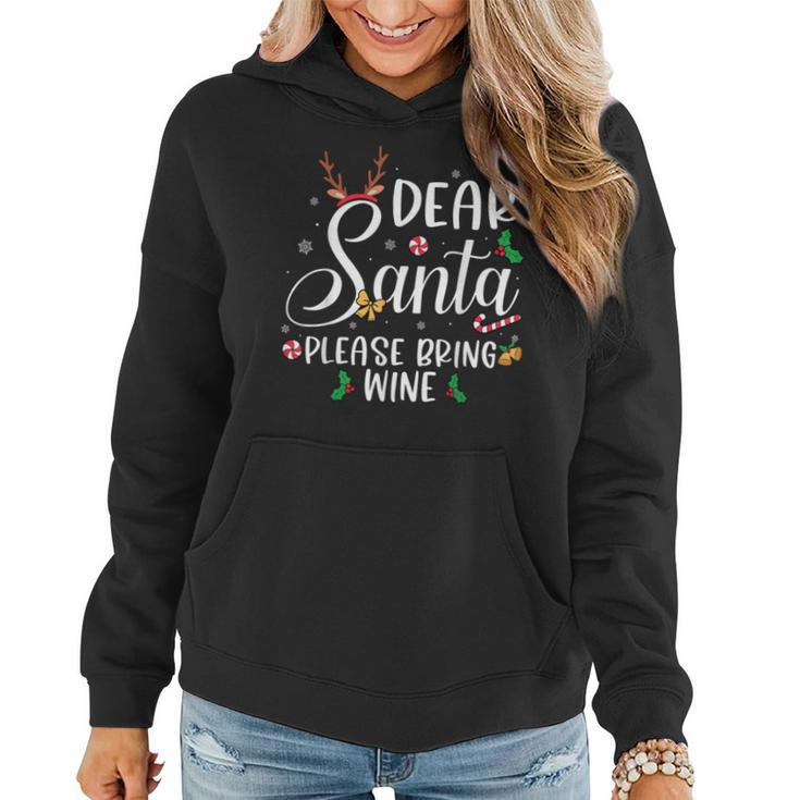 Dear Santa Please Bring Wine Christmas Family Matching Pj Women Hoodie