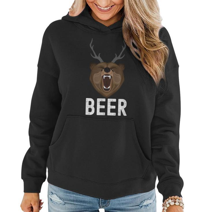 Deer Antlers Bear Hunter Idea Craft Beer Women Hoodie