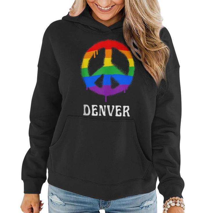 Denver Colorado Lgbtq Gay Pride Lgbt Rainbow Groovy  Women Hoodie