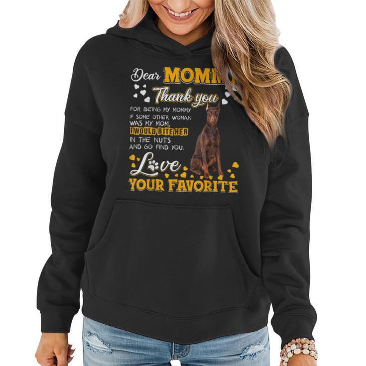 Doberman Pinscher Dear Mommy Thank You For Being My Mommy Women Hoodie