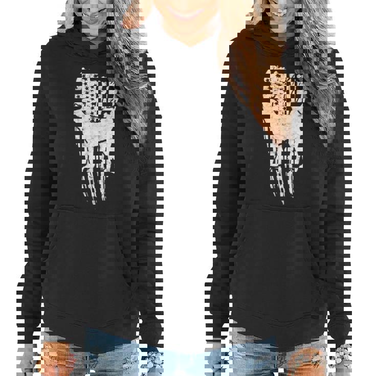 Dog Akita Silhoutte Of An Akita Dog With American Flag Background Women Hoodie