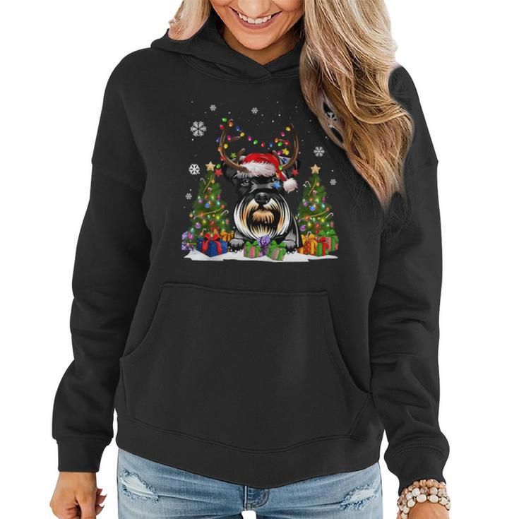 Dog Lovers Cute Schnauzer Santa Hat Ugly Christmas Sweater Women Hoodie