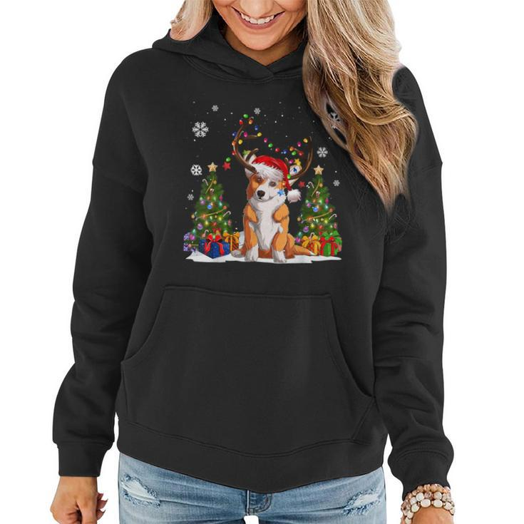 Dog Lovers Cute Welsh Corgi Santa Hat Ugly Christmas Sweater Women Hoodie