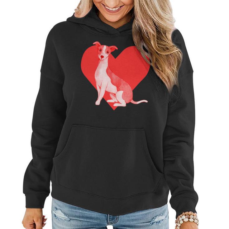 Dog Red Heart Italian Greyhound Women Hoodie