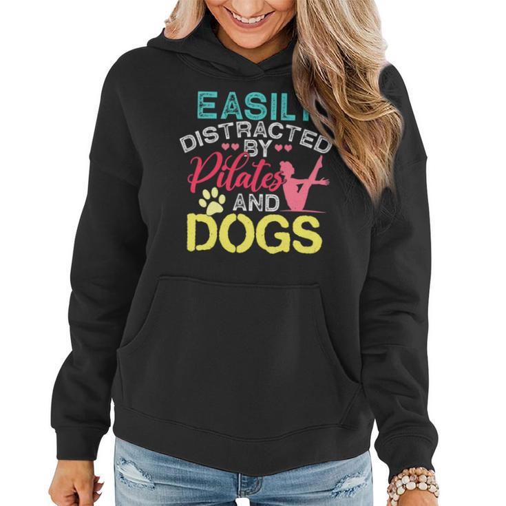 Easily Distracted By Pilates Dogs Fitness Coach Workout Women Hoodie