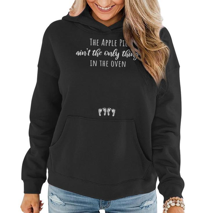Expecting Mom Thanksgiving Apple Pie Twin Pregnancy Reveal  Women Hoodie