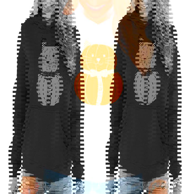 Fall Thanksgiving Cutest Pumpkin Cat Face Whiskers Halloween Fall Thanksgiving Women Hoodie