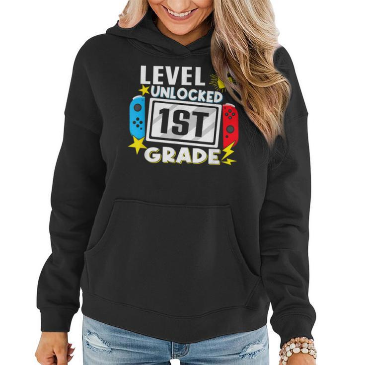 First Day Of 1St Grade Level Unlocked Game Back To School Women Hoodie