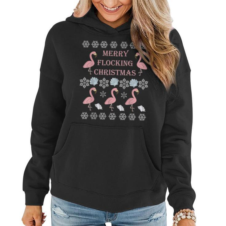 Flamingo Ugly Christmas Sweater Holiday Women Hoodie