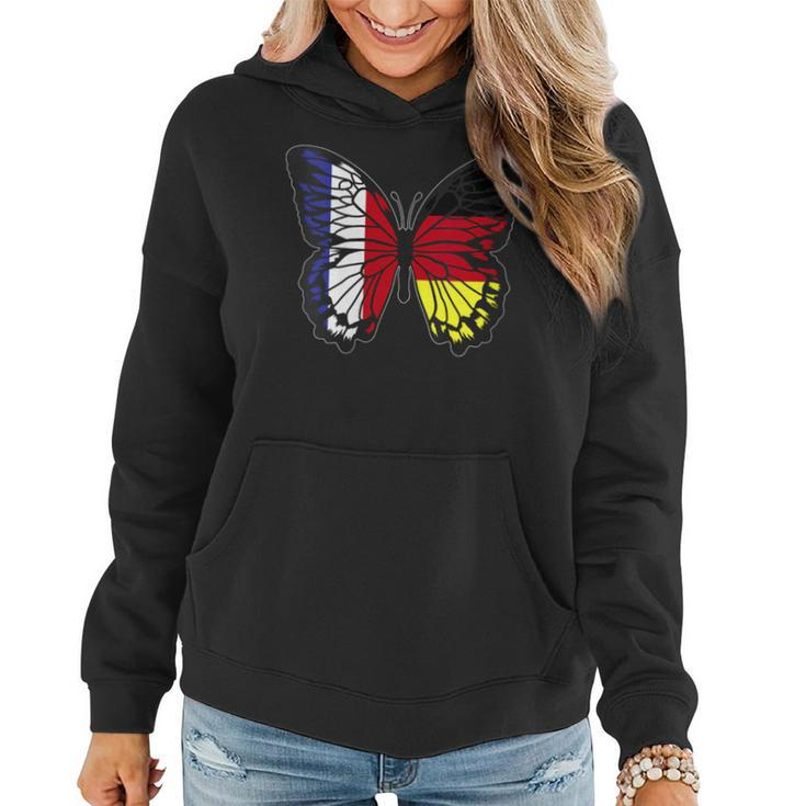 France And Germany Mix Butterfly Half German Half French Women Hoodie
