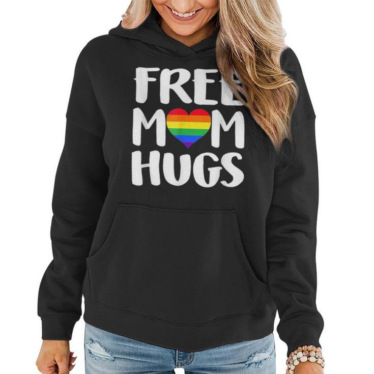 Free Mom Hugs Heart Rainbow Flag Lgbt Pride Month  Women Hoodie