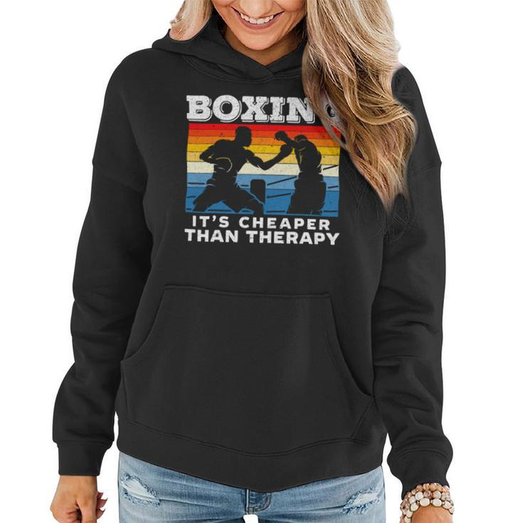 Funny Boxing Cheaper As Therapy Boxer Knockout Sparring Women Hoodie