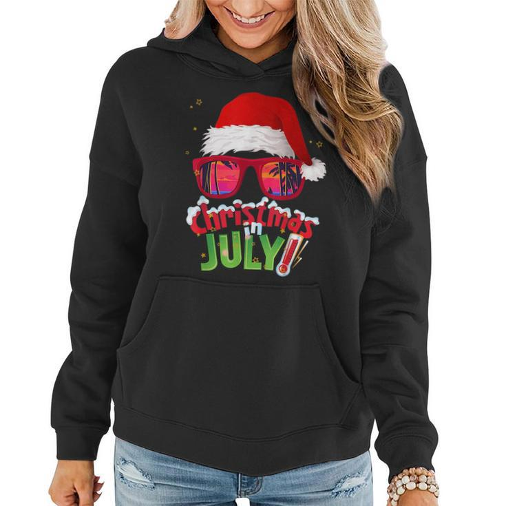Funny Christmas In July  Summer Santa Sunglasses Xmas Summer Funny Gifts Women Hoodie