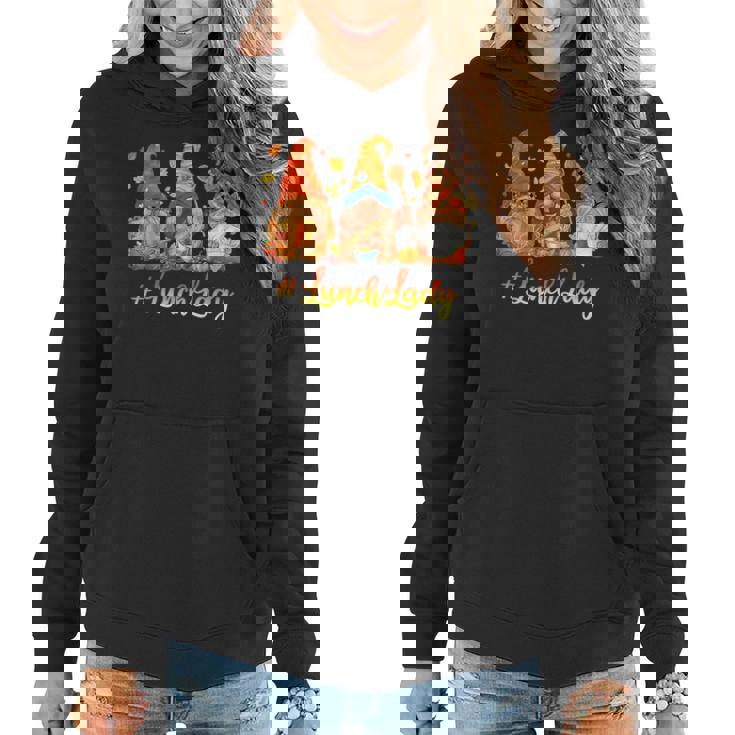 Gnomies Lunch Lady Autumn Fall Leaves Thanksgiving Women Hoodie