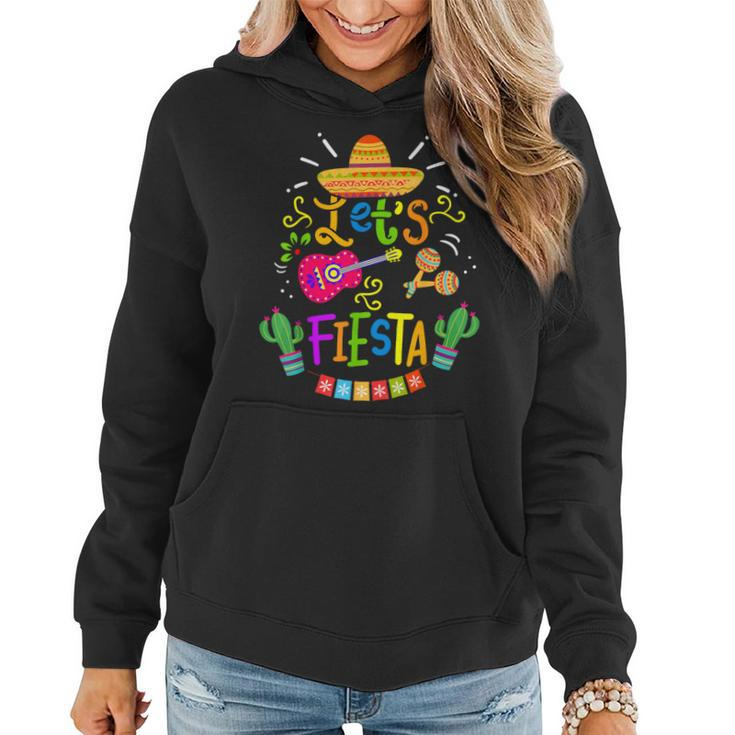 Let's Fiesta Cinco De Mayo Mexican Guitar Cactus Women Hoodie