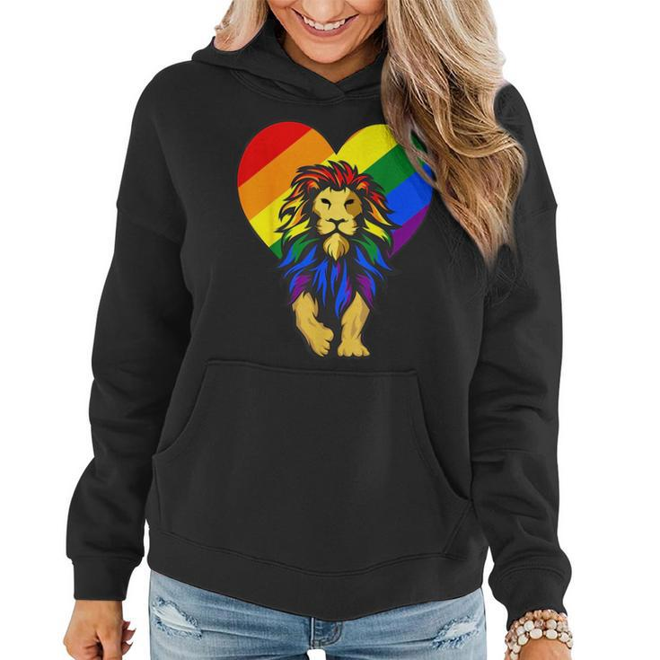 Gay Pride Lion Lgbt-Q Cool Animal Rainbow Flag Color Ally Women Hoodie