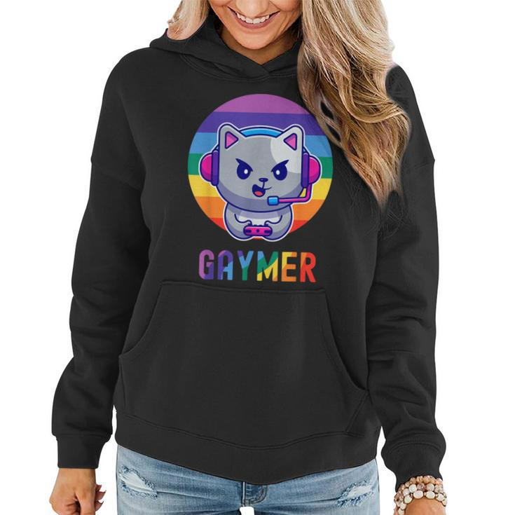 Gaymer Lgbt Rainbow Gay Video Game Lovers Gift Cat Pride  Women Hoodie