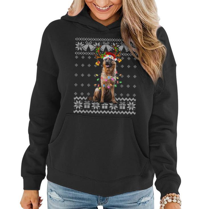 German Shepherd Christmas Reindeer Ugly Christmas Sweater Women Hoodie